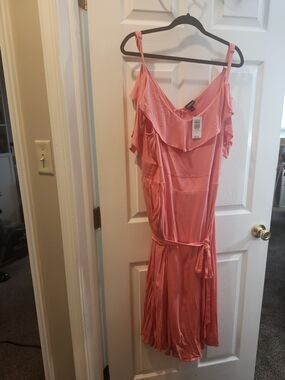 Torrid Coral Pink One-Shoulder Ruffle Dress, 24 = 3X